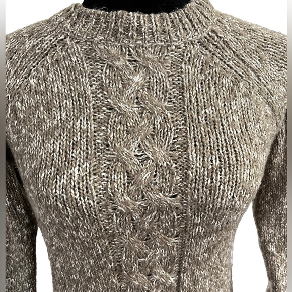 Knit Crew Neck Sweater - Heathered Dark Oatmeal - Small - Picture 2 of 8